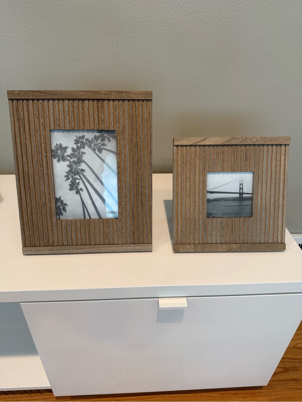 Rustic Wood Ribbed Photo Frame - Brown